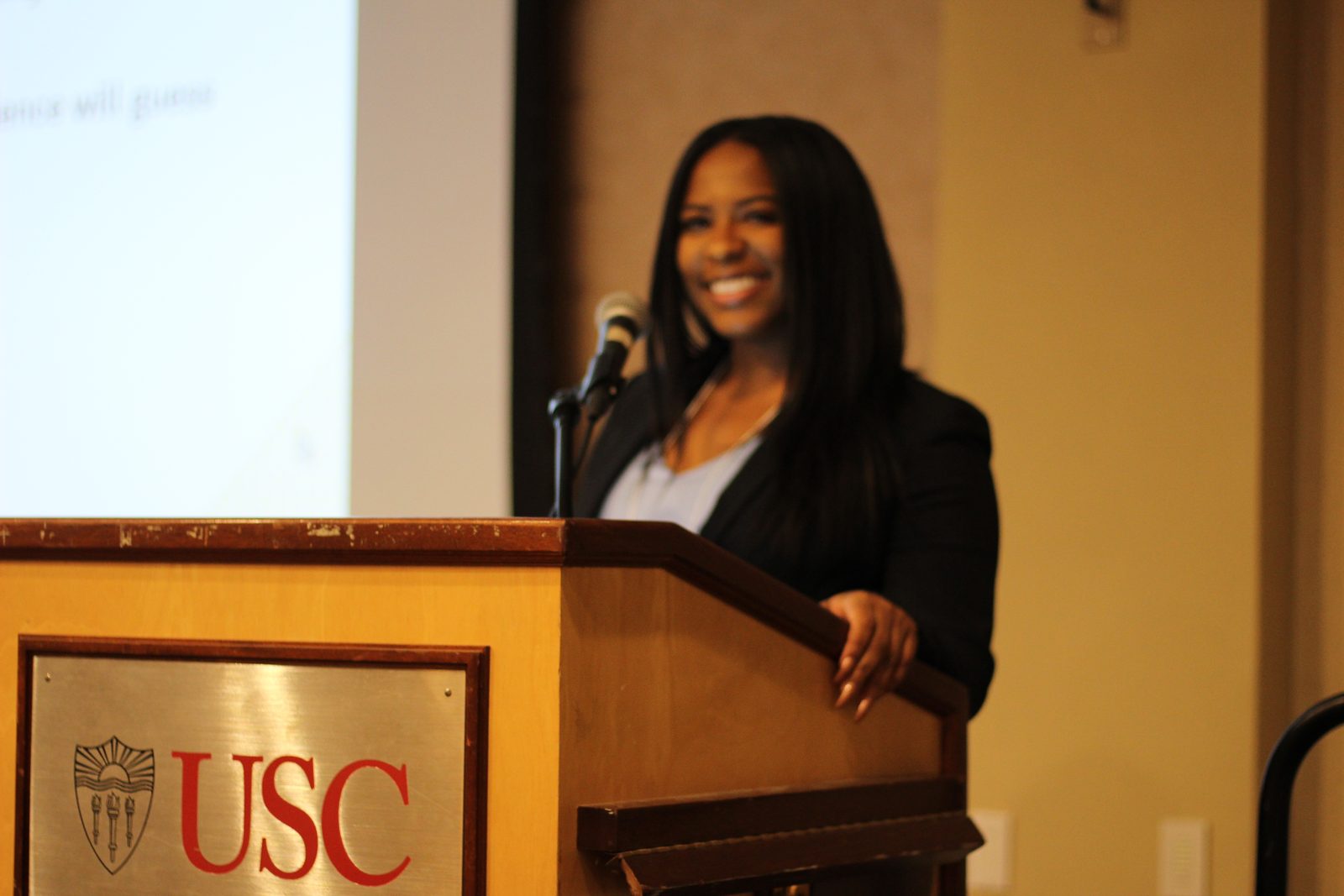 Dr. Sarah M. Dorsainville speaking at the University of Southern California